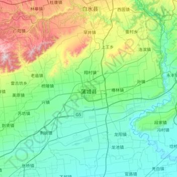 Pucheng County topographic map, elevation, terrain