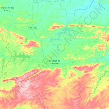 São José de Piranhas topographic map, elevation, terrain