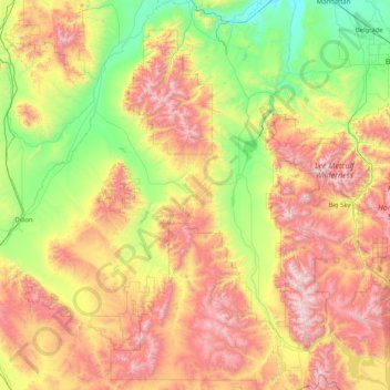 Madison County topographic map, elevation, terrain