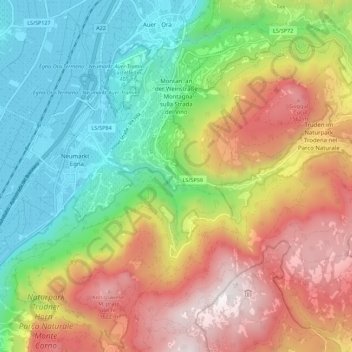 Montagna topographic map, elevation, terrain