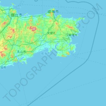 威海市 topographic map, elevation, terrain
