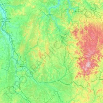 Nièvre topographic map, elevation, terrain