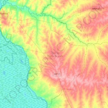 Distrito Costa Grande topographic map, elevation, terrain