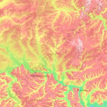 Mari El topographic map, elevation, terrain