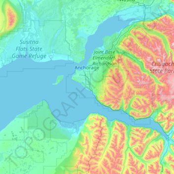 Anchorage topographic map, elevation, terrain