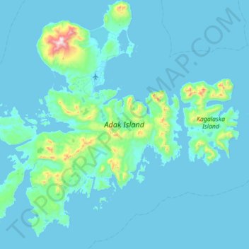 Adak Island topographic map, elevation, terrain