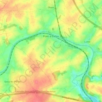 Pont-à-Celles topographic map, elevation, terrain
