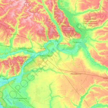 Чугуевский район topographic map, elevation, terrain