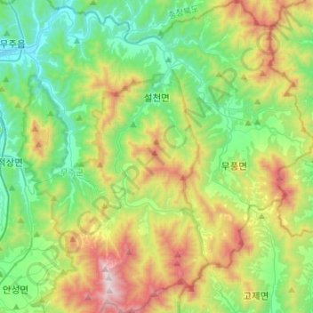 Seolcheon-myeon topographic map, elevation, terrain