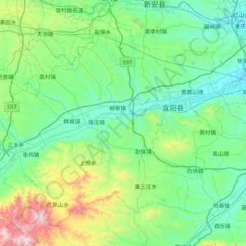宜阳县 topographic map, elevation, terrain
