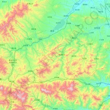嵩县 topographic map, elevation, terrain