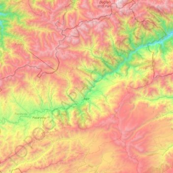 İspir topographic map, elevation, terrain