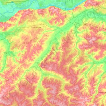 Богородский муниципальный округ topographic map, elevation, terrain