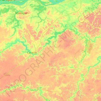 Careiro topographic map, elevation, terrain