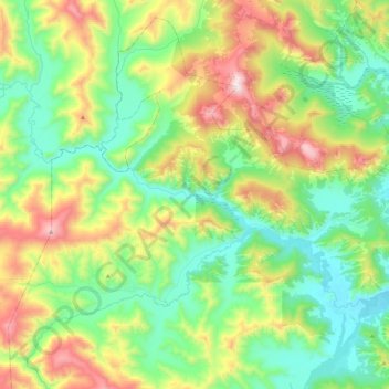 Кокса topographic map, elevation, terrain