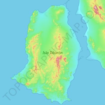 Isla Tiburón topographic map, elevation, terrain