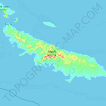 Tagula Island topographic map, elevation, terrain