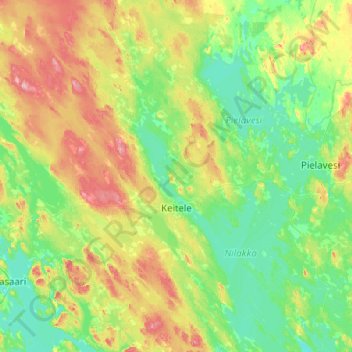 Keitele topographic map, elevation, terrain