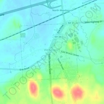 Village of Weedsport topographic map, elevation, terrain