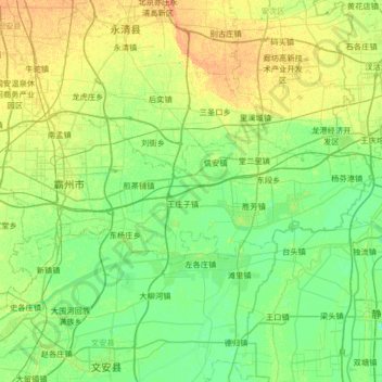 霸州市 topographic map, elevation, terrain