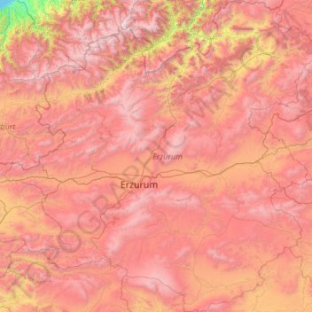 Erzurum topographic map, elevation, terrain
