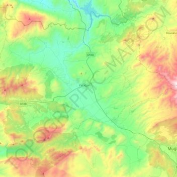 Yatağan topographic map, elevation, terrain