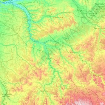 Yonne topographic map, elevation, terrain