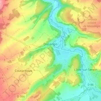Dissangis topographic map, elevation, terrain