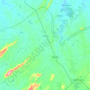 Várzea topographic map, elevation, terrain