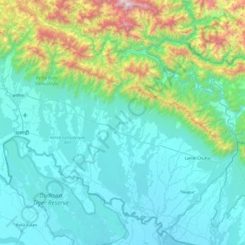 Kailali topographic map, elevation, terrain