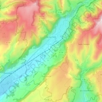 Vic-sur-Cère topographic map, elevation, terrain
