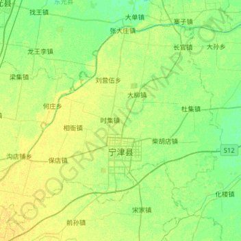 宁津县 topographic map, elevation, terrain