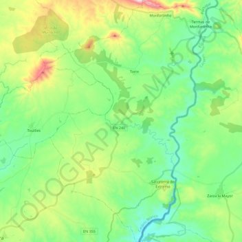 Monfortinho e Salvaterra do Extremo topographic map, elevation, terrain