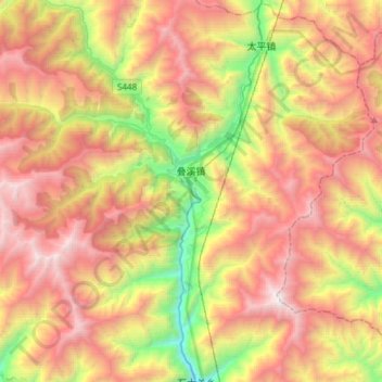 叠溪镇 topographic map, elevation, terrain