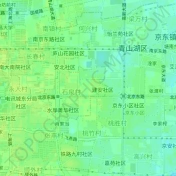 北京东路社区 topographic map, elevation, terrain