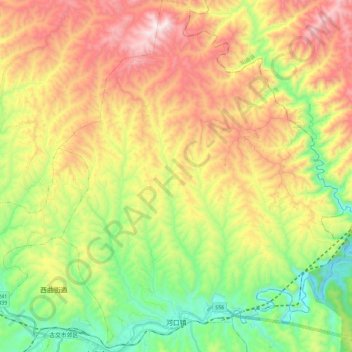 Hekou topographic map, elevation, terrain