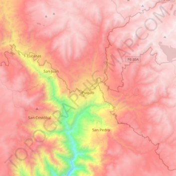 Puquio topographic map, elevation, terrain