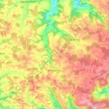 Wittibreut topographic map, elevation, terrain