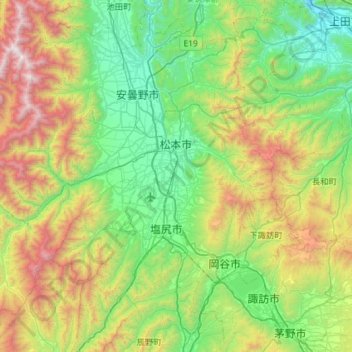 Higashi-Chikuma topographic map, elevation, terrain