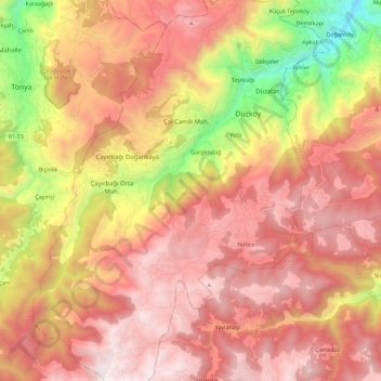 Düzköy topographic map, elevation, terrain
