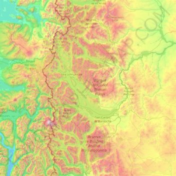 Nahuel Huapi National Park topographic map, elevation, terrain