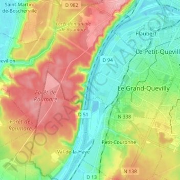 La Seine topographic map, elevation, terrain