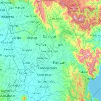 Nueva Ecija topographic map, elevation, terrain