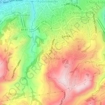 Soğuksu Mahallesi topographic map, elevation, terrain