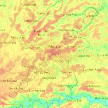 Metro topographic map, elevation, terrain