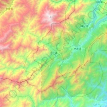 三江镇 topographic map, elevation, terrain
