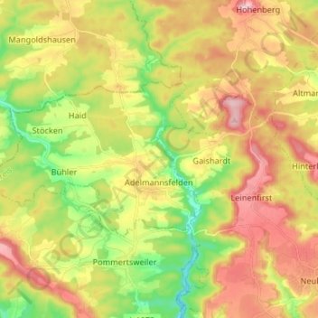 Adelmannsfelden topographic map, elevation, terrain