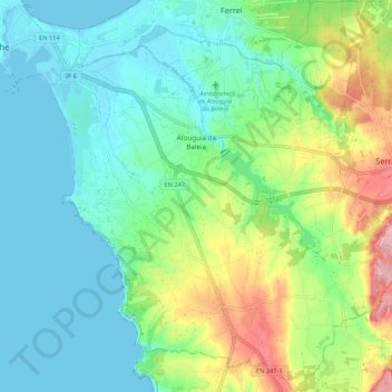 Atouguia da Baleia topographic map, elevation, terrain