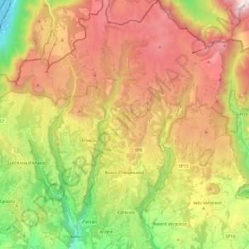 Bosco Chiesanuova topographic map, elevation, terrain