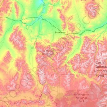 Gallatin County topographic map, elevation, terrain